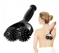 Handheld Spiky Massage Balls Rollers, 2 Wheel Spiky Silicone Manual Massage Roller with Ergonomic Handle, Portable Pressure Point Muscle Massages Tool for Foot Arm Body Neck Leg Pain Pressure Relief