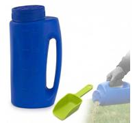 Handheld Spreader, 2L Adjustable Hole Salt and Seed Spreader, Manual Shaker for Ice Melt, Fertilizer, Grass Seed, Pet Food, Salt to Deice or Any Size Granule Complete with Scoop (Blue)