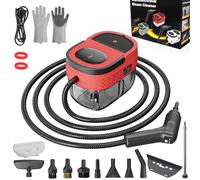 Handheld Steam Cleaner, 2500W High Pressure Steamer for Cleaning, Portable Steam Cleaner with 1.6L Water Tank, 3 Levels Adjustable Handle, Steam Cleaner for Home, Car, Furniture, Bed Bugs (Red)