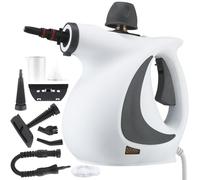 Handheld steam cleaner, a powerful steam cleaner with 9 accessories, suitable for floor, interior decoration, automotive and household use (Grayish-white)