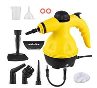 Handheld Steam Cleaner, Portable Steam Cleaner with 9 Accessories, 1000W Multi-Purpose Steamer for Stain Removal on Kitchen, Car, Bathroom, Sofa, Windows, Curtains (Yellow)