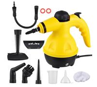 Handheld Steam Cleaner, Portable Steam Cleaner with 9 Accessories, 1050W Multi-Purpose Steamer for Stain Removal on Kitchen, Car, Bathroom, Sofa, Windows, Curtains (Yellow)