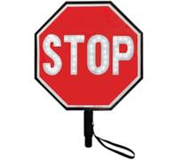 Handheld STOP - STOP Paddle Sign with Handle, Double-Sided Reflective Aluminum Sign, Steady/Flashing LED Light Modes, Rechargeable, for Road School Crossing