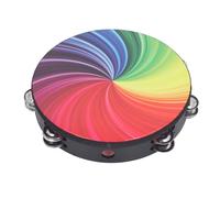 Handheld Tambourine 10 Inch, Hand Held Drum with Double Layer Piece, d and Musical Instrument for Concert Live Performance, Dazz Colo