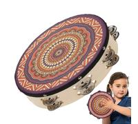 Handheld Tambourine | 8-Inch Wooden Tambourine - Handheld Drum With Jingles, Natural Wood Percussion Instrument | Beginner-Friendly For Schools, Music Classes, Gatherings, Festivals & Group Activities