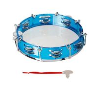 Handheld Tambourine ABS Double Row Metal Jingles Drum Adjustable Tone Percussion Tambourine with Tuning Key for Parties (Blue)