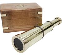 Handheld Telescope with Natural Wooden Box Nautical Handmade Pirate Spyglass Telescope Collectibles