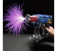 Handheld Tesla Coil Gun, Plasma Coil Desktop Toy Science Education Kit with Arc Length Adjustable, Single & Automatic Trigger, Artificial Lightning Spark Gap Arc Generator for Teaching