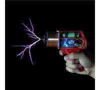 Handheld Tesla Coil Gun, Portable Mini Arc Generator, Spark Gap Arc Generator, Artificial Lightning DIY, Experiment Science Toy Model(Red)