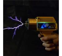 Handheld Tesla Coil Gun, Portable Mini Arc Generator, Spark Gap Arc Generator, Artificial Lightning DIY, Experiment Science Toy Model(Yellow)