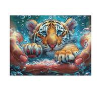 Handheld Tiger 500 Piece Jigsaw Puzzle for Adults Teens Animal Pet Wildlife Art Studio Decor Creative Challenge Vibrant Colours Great Gift for Artists 500 PCS
