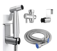 Handheld Toilet Bidet Sprayer Kit, Stainless Steel Bathroom Bidet Sprayer Set, Handheld Douche Shower Spray with 1.5m Hose, Portable Bidet Sprayer Kit, Baby Cloth Diaper Washer for Personal Hygiene