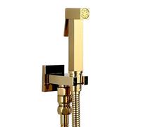 Handheld Toilet Bidet Sprayer, Solid Brass Square Shower Douche Kit, Wall Mount Bathroom Faucet, Adjustable Water Pressure Control Cloth Diaper Sprayer,Rose Gold,1m Hose (Titanium Gold 1m Hose)