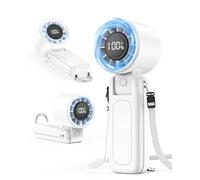 Handheld Turbo Fan , Portable Fan with Foldable, Mini Personal Hand Fan Featuring 6 Speed Modes, 1-100 Speed Control, 5000mAh USB Rechargeable and LED Display for Indoor & Outdoor Use (Pure White)