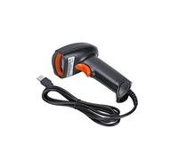 Handheld USB 2D Barcode Scanner, 360° Reading Dust proof Water proof Wired Automatic QR Code Scanner Fast and Precise Scan for Inventory, Library, Store (Black and Orange)