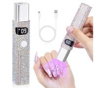 Handheld UV Light for Gel Nails, CHRISTINE SHELLY Cordless Nail Polish Dryer Rechargeable with LED Display, Flash Mini Curing Lamp Acrylic Glue Decoration DIY at Home,Travel