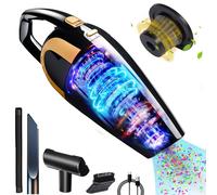 Handheld Vacuum - Car Vacuum Cleaner Cordless with Powerful Suction, Portable HandHeld Vacuuming - Rechargeable Mini Car Vac with Stainless Steel Filter for Sofas, Mattresses, Windows,Black,16000PA