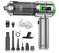 Handheld Vacuum Cleaner, 18000Pa 4-in-1 Powerful Hand Cordless Car Vacuum Cleaner with Screen, 1-Touch Dust Removal, 3 Speed Brushless Motor Car Vacuum for Home/Kitchen/Office/Car, Silver-Green