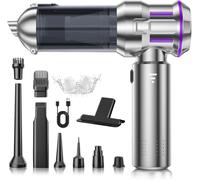 Handheld Vacuum Cleaner, 22000Pa 4-in-1 Car Vacuum Cleaner, 3 Speed Brushless Motor Car Hoover with One-Touch Cleaning, Hand Held Vacuum Cordless Mini Hoover for Home, Car, Office, Pet Hair, Silver