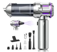 Handheld Vacuum Cleaner, 22000Pa 4-in-1 Car Vacuum Cleaner Cordless, 3 Speed Brushless Motor Mini Hoover with One-Touch Cleaning, Rechargeable Portable Air Duster for Home Car Office Pet Hair, Silver