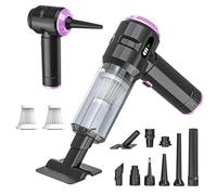 Handheld Vacuum Cleaner, 23000Pa Powerful Cordless Car Vacuum Cleaner, 3 Speed Brushless Motor Mini Hand Held Vacuum with Multiple Brush Heads for Car, Home, Office, Kitchen, Pet Hair (Black Purple)