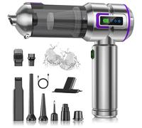 Handheld Vacuum Cleaner, 25000Pa 4-in-1 Powerful Hand Cordless Car Vacuum Cleaner with Screen, 1-Touch Dust Removal, 3 Speed Brushless Motor Car Vacuum for Home/Kitchen/Office/Car/Pet Hair, Silver