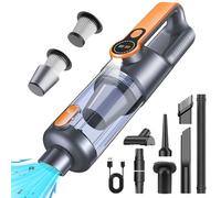 Handheld Vacuum Cleaner, 26000Pa Car Vacuum Cleaner Cordless Powerful, One-touch Dust Emptying, Brushless Motor, 4-in-1 Multifunctional Portable Mini Car Hoover with HD Display and LED Light, Orange
