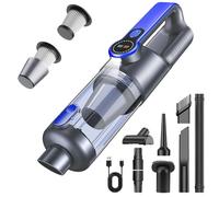 Handheld Vacuum Cleaner, 35000Pa 4-in-1 Car Vacuum Cleaner Cordless Powerful, One-touch Dust Emptying, Brushless Motor, HD Display, LED Light, Hand Held Vacuum Cordless for Home/Office/Car, Blue