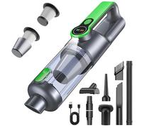 Handheld Vacuum Cleaner, 35000Pa 4-in-1 Car Vacuum Cleaner Cordless Powerful, One-touch Dust Emptying, Brushless Motor, HD Display, LED Light, Hand Held Vacuum Cordless for Home/Office/Car, Green