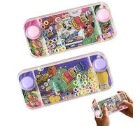 Handheld Water Ring Game Machine, 2Pc Water Ring Squeeze Puzzle Machine Toy, Loop Toss Handheld Waters Game Toy, Graffiti Style Console Rings Pocket Games Machines for Kids & Adult, Travel