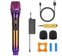 Handheld Wireless Microphone, Can imitate 4 types of sounds Handheld UHF Microphone ,200Ft, Handheld Wireless Mic for large stage Singing Karaoke Wedding DJ Party Speech Church Class Use PA System