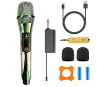 Handheld Wireless Microphone, Can imitate 4 types of sounds Handheld UHF Microphone,200Ft, Handheld Wireless Mic for large stage Singing Karaoke Wedding DJ Party Speech Church Class Use PA System