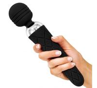 Handheld Wireless Personal Wand Massager Waterproof USB Rechargeable 12 Vibration Patterns Skin-Soft Silicone Relaxation Cordless Massage Wand Therapeutic Massager Muscle Aches Sport Recovery (Black)