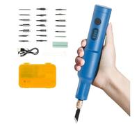 Handheld Wood Carving Machine,40W Electric Carving Knife Set with 20Pcs Replaceable Blades,Rechargeable Engraving Chisel,for Woodworking,DIY Plaster Sculpture(Blue)