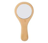 Handheld Wood Makeup Mirror, Portable Round Cosmetic Mirror with Handle Small Compact Wooden Framed Makeup Mirror for Home Travel