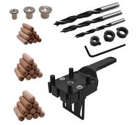 Handheld Woodworking Dowel Jig Fits for 6/8/10mm Drill Bit Guide Metal Sleeve Wood Drilling Hole Puncher Locator Drill Guide for Straight Holes