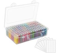 HANDI STITCH Diamond Painting Round Diamonds (60,000 Pack) - 60 Colours - 64 Small Containers with Storage Box & Labels - Replacement Diamond Beads for Cross Stitch DIY, Crafts & Freestyle Art