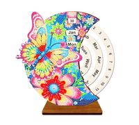HandiArtz DIY Perpetual Calendar Kit 5D Diamond Art Wooden Manual Rotating Desk Calendar Tabletop Ornament for Home Office Decor (Butterfly)