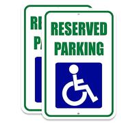 Handicap Reserved Parking Signs - 2-Pack 8x12 Aluminum Disabled Parking Signs with Pre-Drilled Holes and UV Protection for Outdoor Use