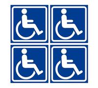 Handicap Sign Sticker - 4 Pieces Self-Adhesive Wheelchair Decals, Waterproof Car Accessories | Disabled Person Sticker for Bus, Parking, Restaurant, Hotel, Home Yard Lawn, Outdoor Use 12x12cm Blue 16g