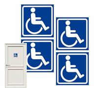 Handicap Sticker for Car - Low Visibility Access Problems, Waterproof Self Adhesive Decal, Four Piece simple Wheelchair Parking Signage, Clear Blue Accessibility Symbol | Restaurant Hotel Auto Suppli