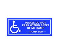 Handicap Wheelchair Parking Sign Stickers,Please Do Not Park Within 8 feet,10x4 Inch,6 Pcs Per Pack