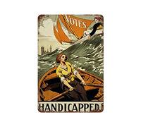 Handicapped! Votes. Women's Suffrage Vintage Suffragette PosterNovelty Busted Knuckle Garage Welding Shop Retro Tin Metal Sign Metal Poster Vintage Signs Retro Aluminum Gift 8×12"