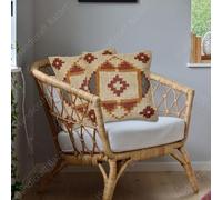 Handicraft Bazarr 45x45 Cm Handmade Kilim Wool Jute Cushion Cover Rustic Decorative Pillow Case Knitted Chair Pad Back Rest Indoor Outdoor Decor Set of 2 Pcs (Multi 04)