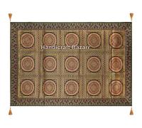 Handicraft Bazarr Brocade Silk Table Cover Ethnic Mandala Pattern Runner Coverups Attractive Embroidery Work Tablecloths
