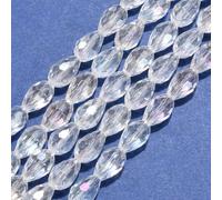 Handicraft Emporium | Electroplate Glass Beads Strands | AB Color Plated | Faceted Teardrop | 12mm x 8mm | 1 Strand | Clear