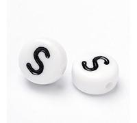 Handicraft Emporium | Flat Round Alphabet Acrylic Beads | Approx 500g | S