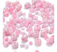 Handicraft Emporium | Glass Seed Beeds | Mixed Shapes | Mixed Sizes | Approx 50g | Hot Pink