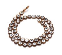 Handicraft Emporium | Handmade Evil Eye Lampwork Flat Beads | Round | 1 Strand | Camel | 10mm