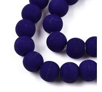 Handicraft Emporium | Opaque Solid Color Glass Beads Strands | Round (6mm, Dark Blue)